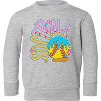 Softball Game Day Drip Ice Cream Drip Softball Toddler Sweatshirt