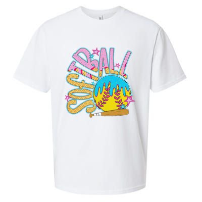 Softball Game Day Drip Ice Cream Drip Softball Sueded Cloud Jersey T-Shirt