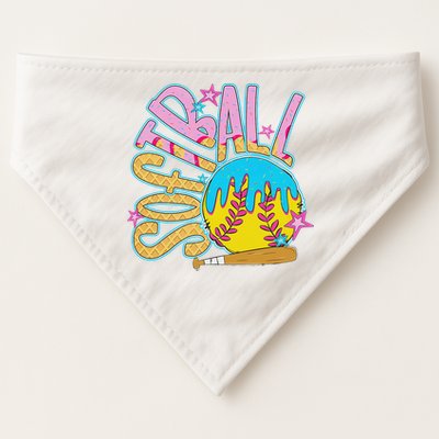 Softball Game Day Drip Ice Cream Drip Softball USA-Made Doggie Bandana