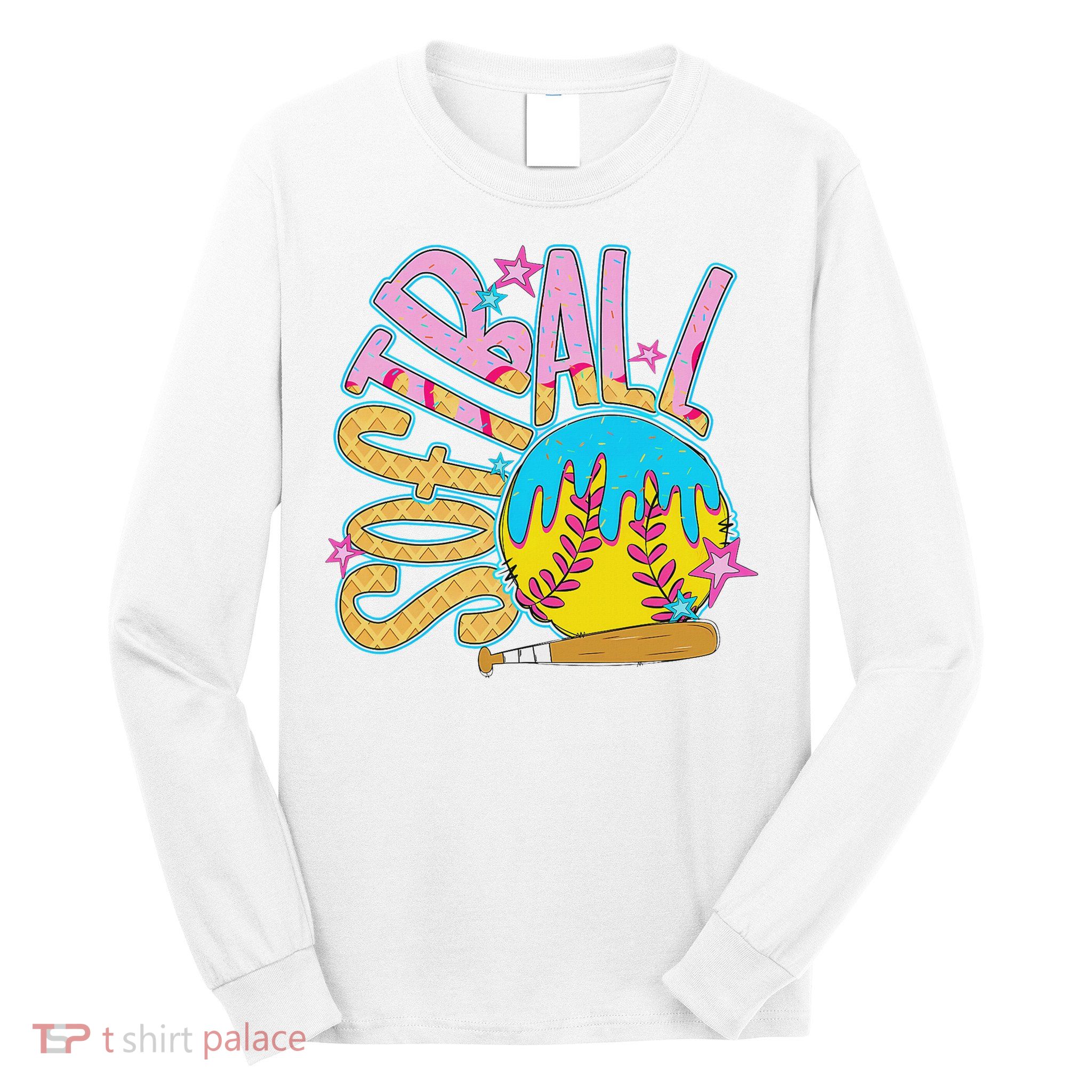 Softball Game Day Drip Ice Cream Drip Softball Long Sleeve Shirt