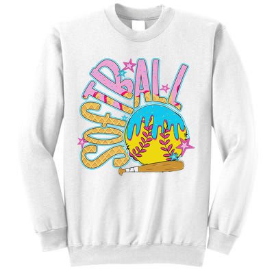 Softball Game Day Drip Ice Cream Drip Softball Sweatshirt