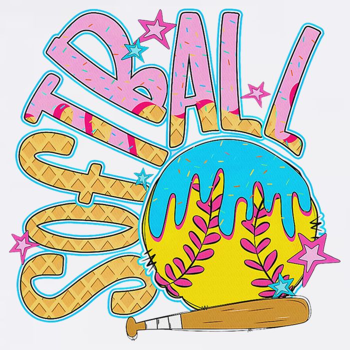 Softball Game Day Drip Ice Cream Drip Softball T-Shirt