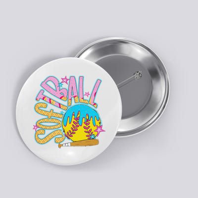 Softball Game Day Drip Ice Cream Drip Softball Button