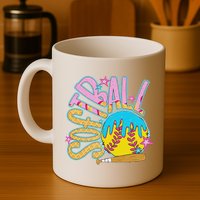 Softball Game Day Drip Ice Cream Drip Softball Mug