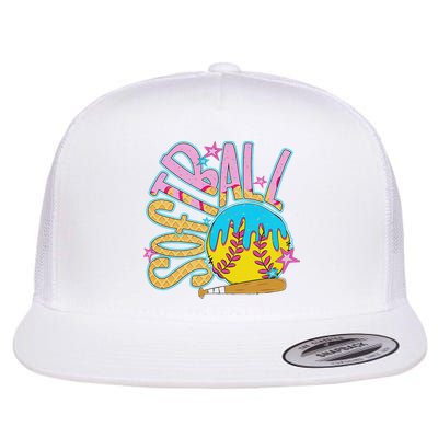 Softball Game Day Drip Ice Cream Drip Softball Flatbill Hat