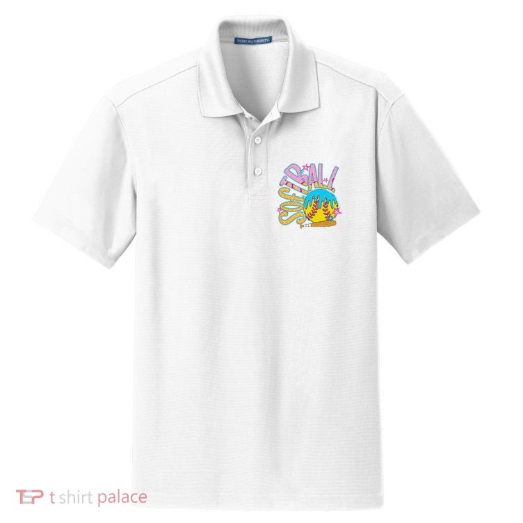 Softball Game Day Drip Ice Cream Drip Softball Dry Zone Grid Polo