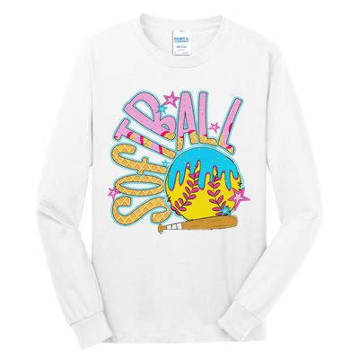 Softball Game Day Drip Ice Cream Drip Softball Tall Long Sleeve T-Shirt