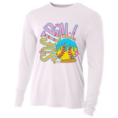Softball Game Day Drip Ice Cream Drip Softball Cooling Performance Long Sleeve Crew