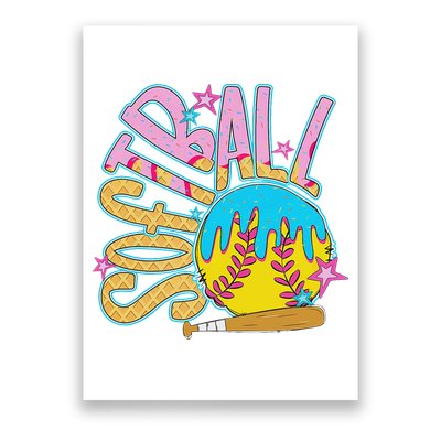 Softball Game Day Drip Ice Cream Drip Softball Poster