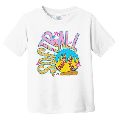 Softball Game Day Drip Ice Cream Drip Softball Toddler T-Shirt