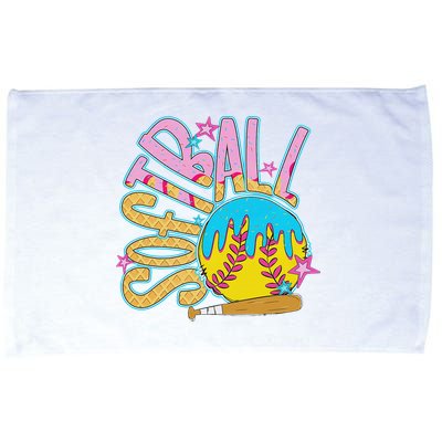 Softball Game Day Drip Ice Cream Drip Softball Microfiber Hand Towel