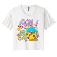 Softball Game Day Drip Ice Cream Drip Softball Women's Crop Top Tee