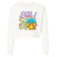 Softball Game Day Drip Ice Cream Drip Softball Cropped Pullover Crew