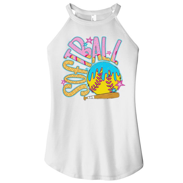 Softball Game Day Drip Ice Cream Drip Softball Women's Perfect Tri Rocker Tank