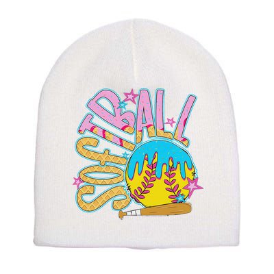 Softball Game Day Drip Ice Cream Drip Softball Short Acrylic Beanie