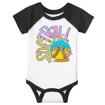 Softball Game Day Drip Ice Cream Drip Softball Infant Baby Jersey Bodysuit