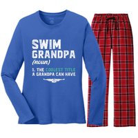 Swim Grandpa Definition Swimming Grandpa Swimmer Grandpa Funny Gift Women's Long Sleeve Flannel Pajama Set 