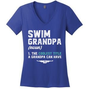 Swim Grandpa Definition Swimming Grandpa Swimmer Grandpa Funny Gift Women's V-Neck T-Shirt