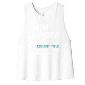 Swim Grandpa Definition Swimming Grandpa Swimmer Grandpa Funny Gift Women's Racerback Cropped Tank