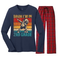 Second Grade Dabbing Boy Bruh IM In 2nd Grade Student Women's Long Sleeve Flannel Pajama Set 