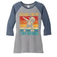 Second Grade Dabbing Boy Bruh IM In 2nd Grade Student Women's Tri-Blend 3/4-Sleeve Raglan Shirt