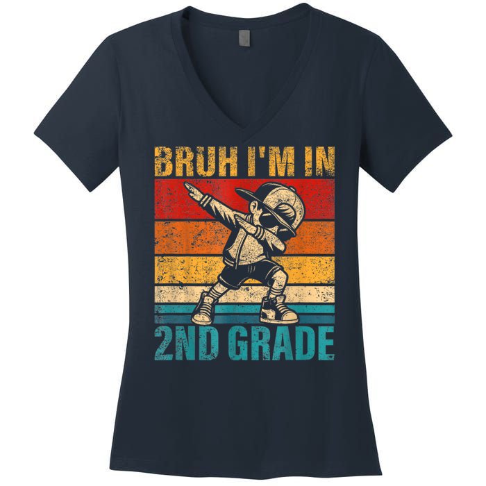 Second Grade Dabbing Boy Bruh IM In 2nd Grade Student Women's V-Neck T-Shirt