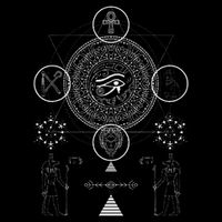 Sacred Geometry Egyptian Anubis Eye Of Horus Art Drawstring Bag