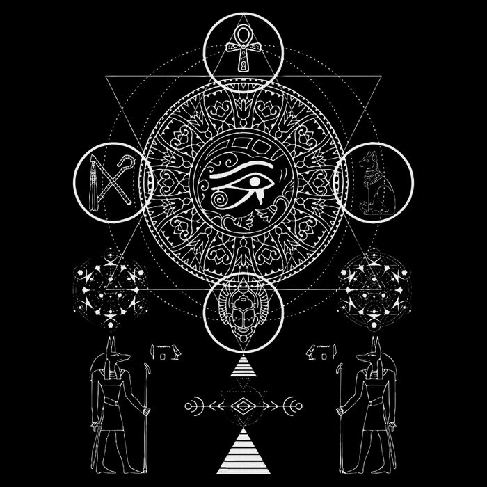 Sacred Geometry Egyptian Anubis Eye Of Horus Art Drawstring Bag