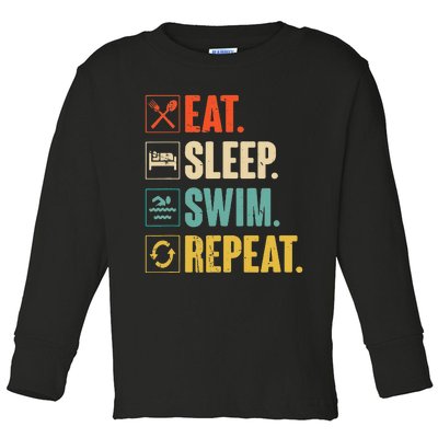 Swimmer Gift Eat Sleep Swim Repeat Swimming Toddler Long Sleeve Shirt