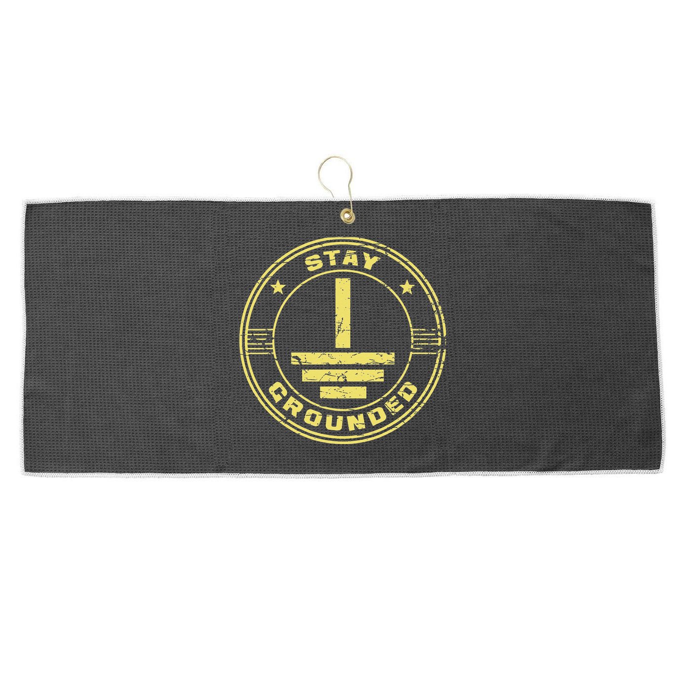 Stay Grounded Electrician Wiring Electrical Work Wireman Large Microfiber Waffle Golf Towel