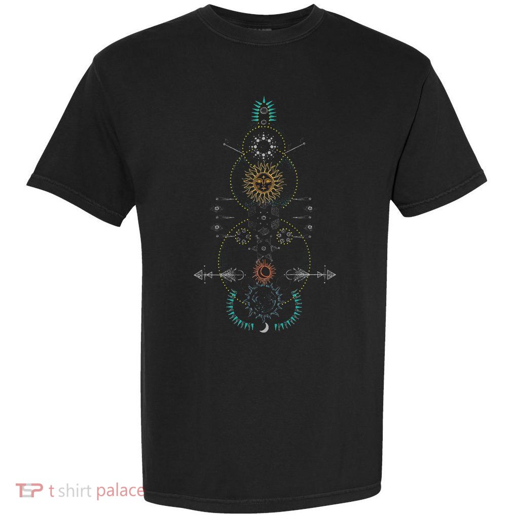 Sacred Geometry Earth Sun And Moon Garment-Dyed Heavyweight T-Shirt