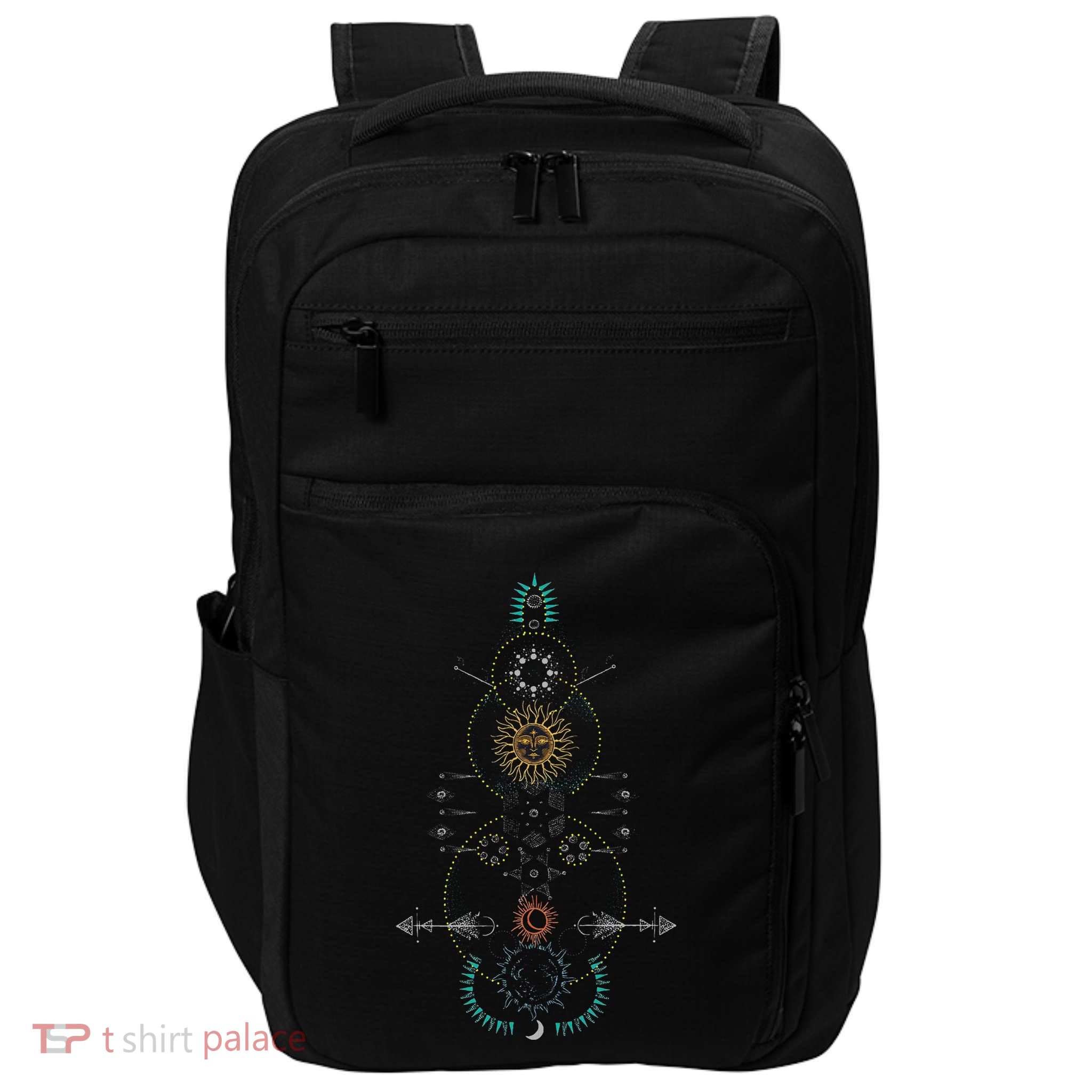 Sacred Geometry Earth Sun And Moon Impact Tech Backpack