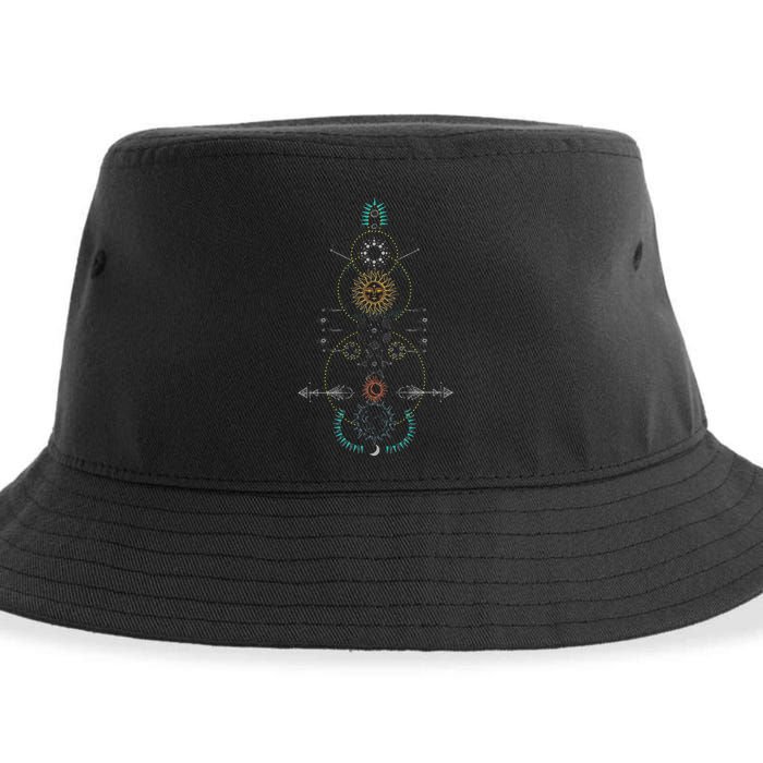 Sacred Geometry Earth Sun And Moon Sustainable Bucket Hat