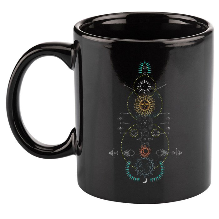 Sacred Geometry Earth Sun And Moon 11oz C Handle Ceramic Mug