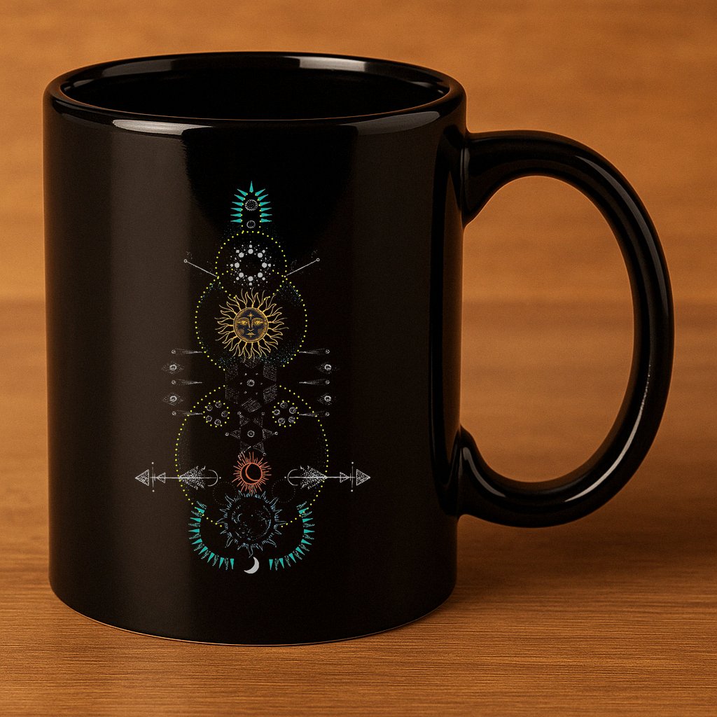 Sacred Geometry Earth Sun And Moon 11oz C Handle Ceramic Mug