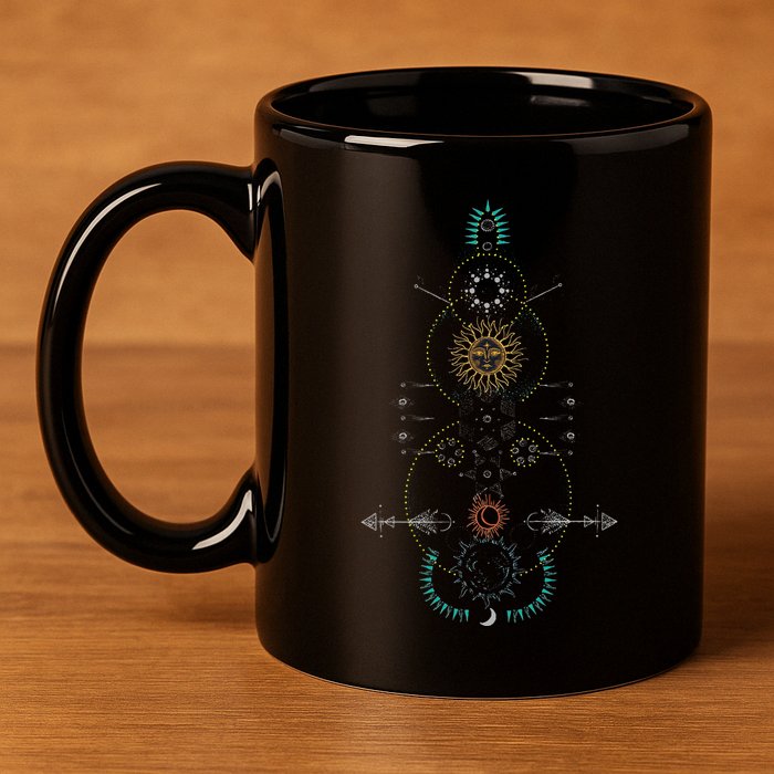 Sacred Geometry Earth Sun And Moon 11oz C Handle Ceramic Mug