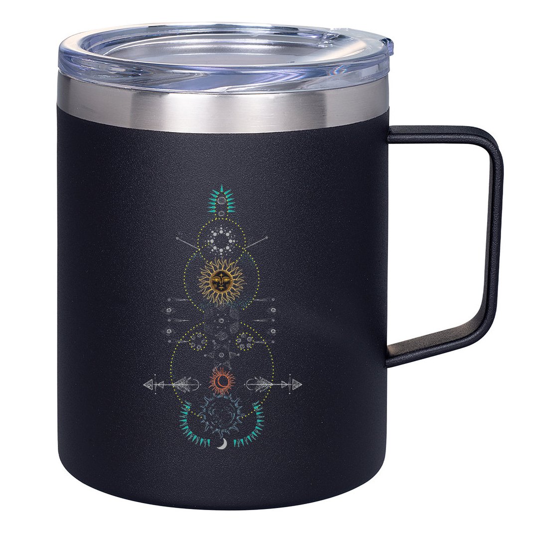 Sacred Geometry Earth Sun And Moon 12oz Stainless Steel Coffee Mug