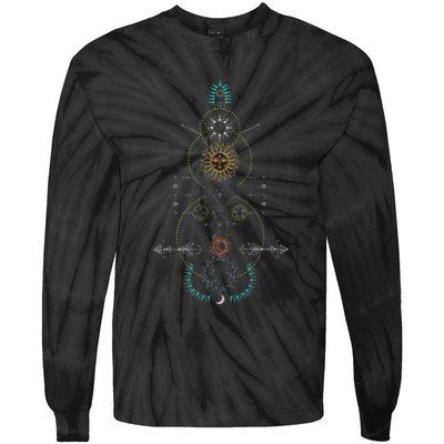 Sacred Geometry Earth Sun And Moon Tie-Dye Long Sleeve Shirt