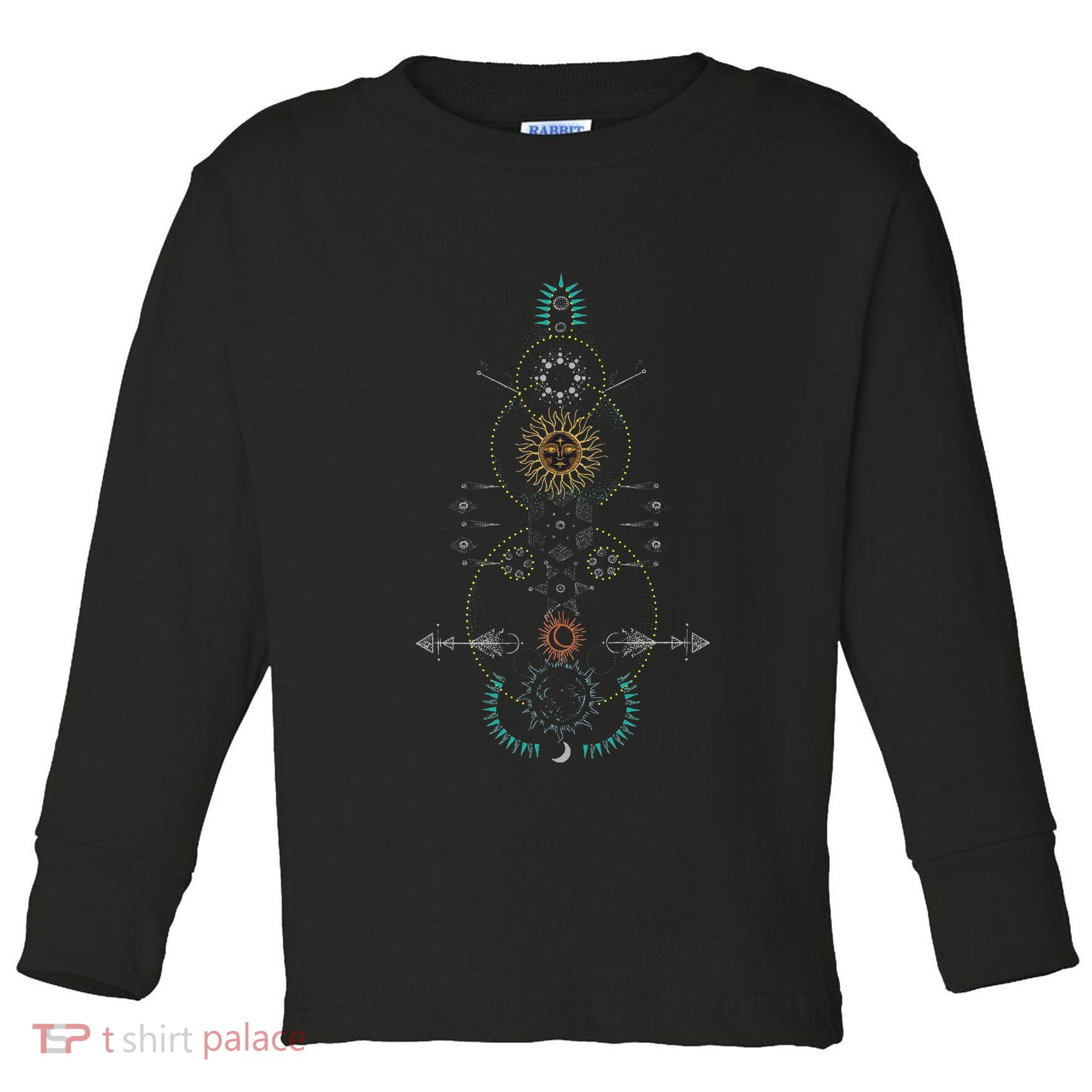 Sacred Geometry Earth Sun And Moon Toddler Long Sleeve Shirt