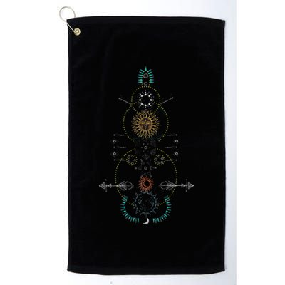 Sacred Geometry Earth Sun And Moon Golf Towel