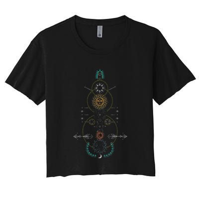 Sacred Geometry Earth Sun And Moon Crop Top