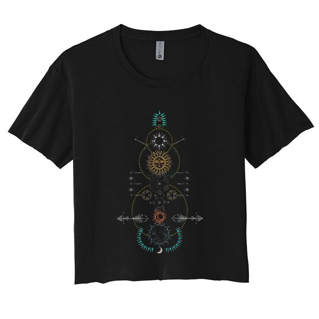 Sacred Geometry Earth Sun And Moon Women's Crop Top Tee