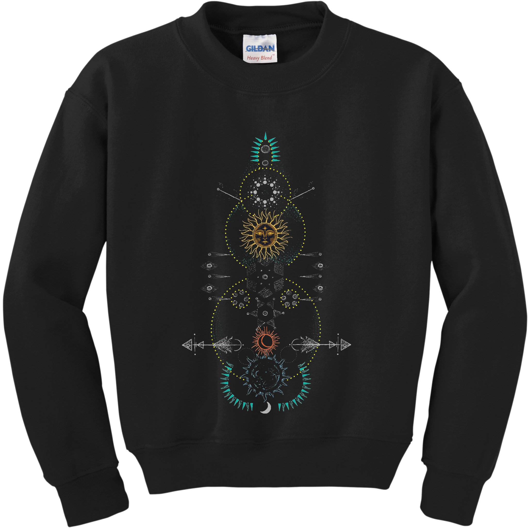 Sacred Geometry Earth Sun And Moon Kids Sweatshirt