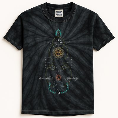 Sacred Geometry Earth Sun And Moon Kids Tie-Dye T-Shirt