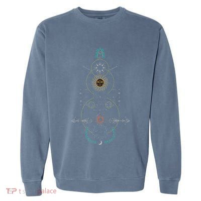 Sacred Geometry Earth Sun And Moon Garment-Dyed Sweatshirt
