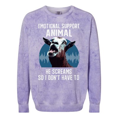 Screaming Goat Emotional Support Animal Goat Owner Raiser Colorblast Crewneck Sweatshirt