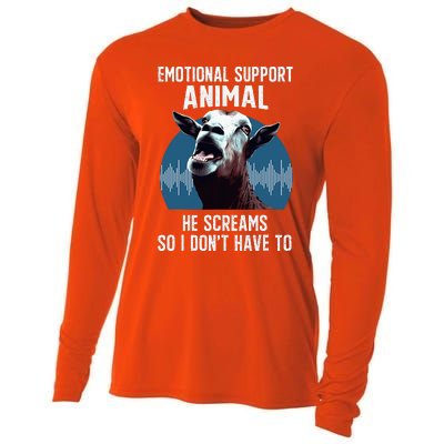 Screaming Goat Emotional Support Animal Goat Owner Raiser Cooling Performance Long Sleeve Crew