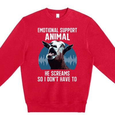 Screaming Goat Emotional Support Animal Goat Owner Raiser Premium Crewneck Sweatshirt