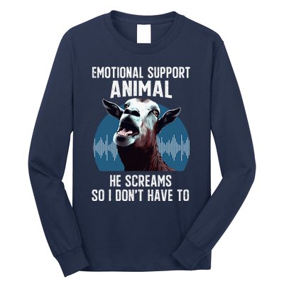 Screaming Goat Emotional Support Animal Goat Owner Raiser Long Sleeve Shirt