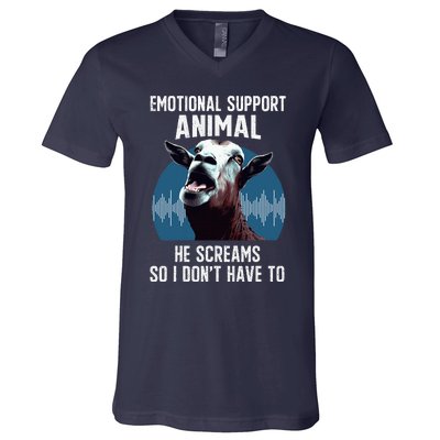 Screaming Goat Emotional Support Animal Goat Owner Raiser V-Neck T-Shirt